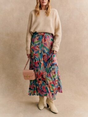 Sezane Dilo Skirt Abstract Floral